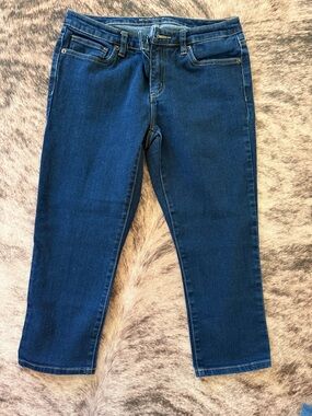 Michael Kors Dark Blue Cropped Slim Straight Capris